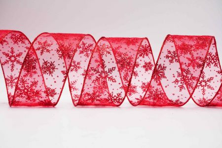 Glitter Snowflakes Wired Ribbon_KF6936GR-7R_red
